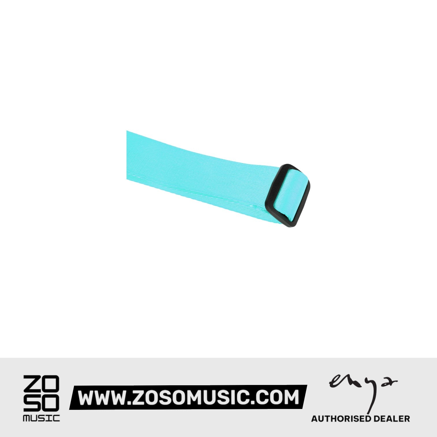 Zoso Music blue woven nylon ukulele strap with an adjustable black plastic buckle