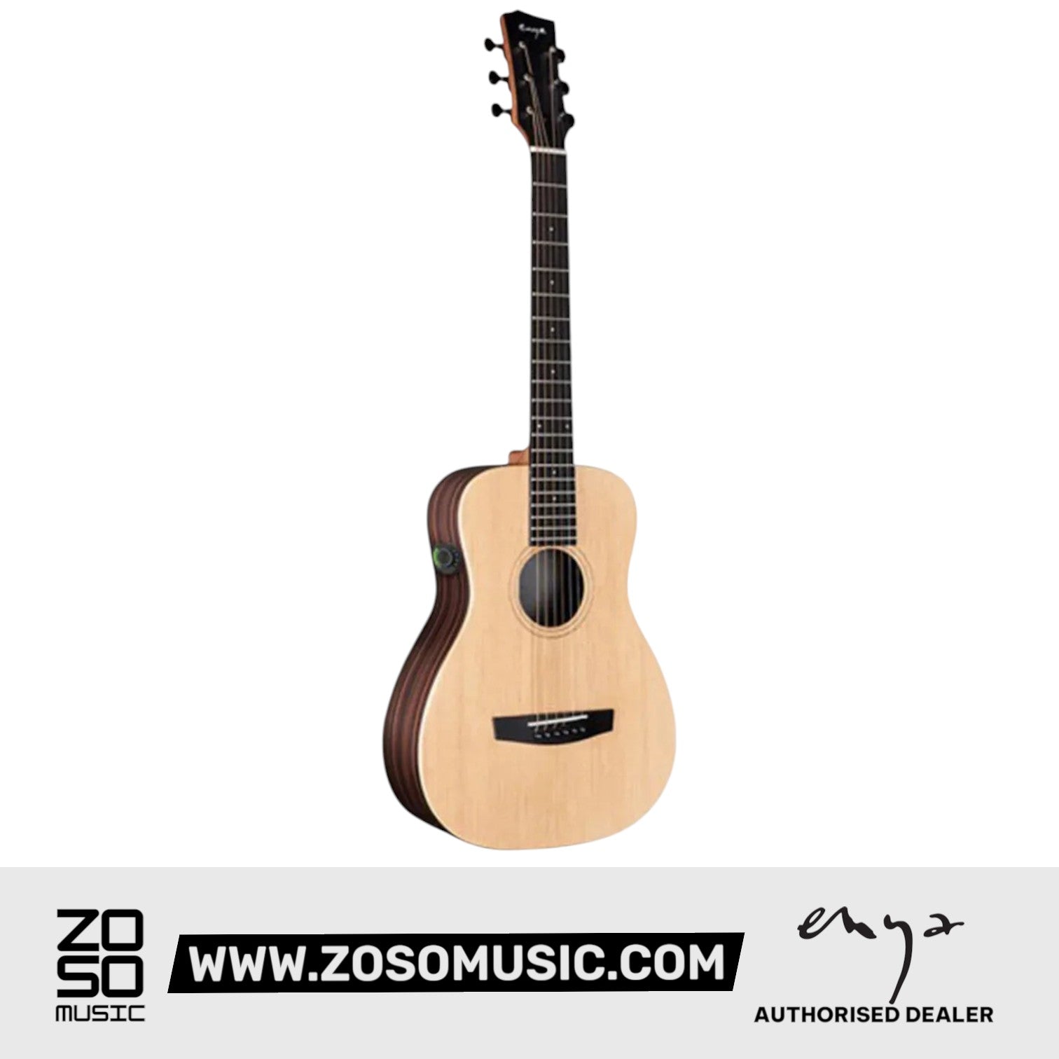 Zoso Music ENYA EB-X1 PRO MAX acoustic guitar with a light wood top and dark wood back and sides