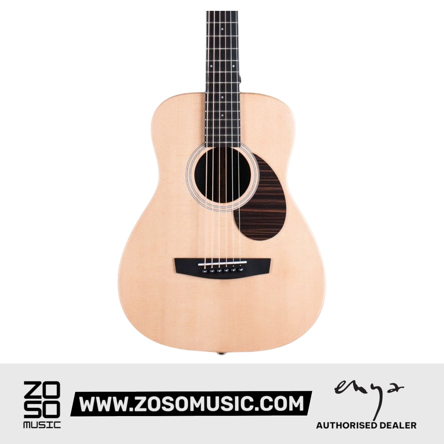 Zoso Music ENYA EB-X1 PRO MAX acoustic guitar with a natural spruce top and dark wood pickguard