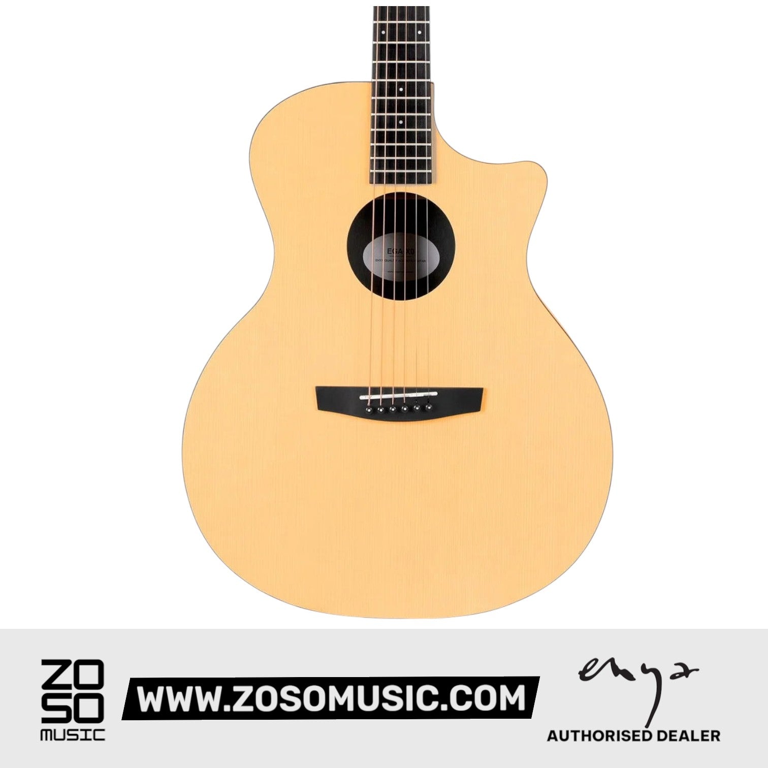 Zoso Music Enya EGA-X0 41-inch acoustic guitar with HPL spruce top and matte finish in a front-facing studio view