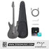 Zoso Music Enya Inspire smart electric guitar in black carbon fiber with protective bag, charging cable, and app interface