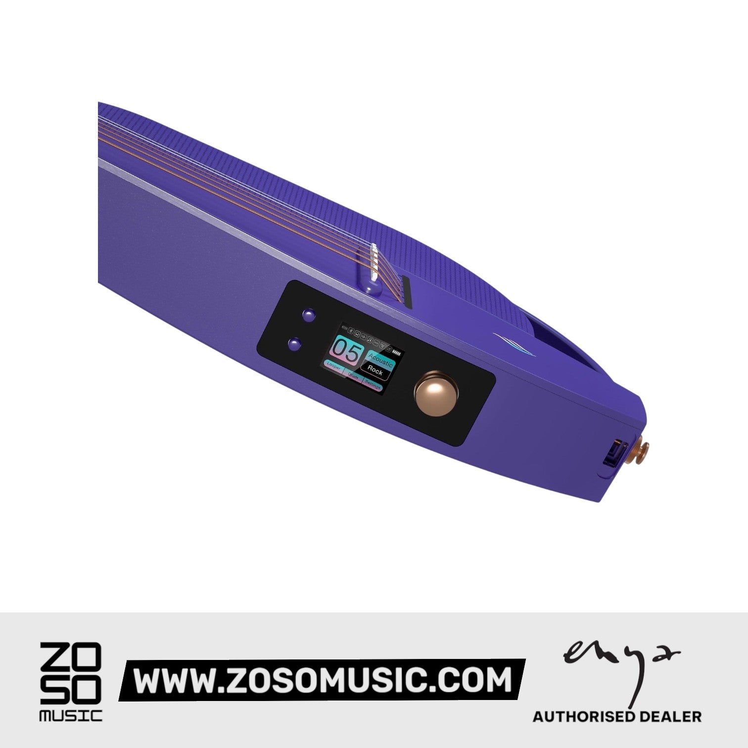 Zoso Music Enya NEXG2 38-inch purple carbon fiber smart audio guitar with integrated touch screen display