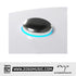 Zoso Music Enya Nova GO Sonic electric guitar control knob with glowing blue LED ring on a white carbon fiber body.