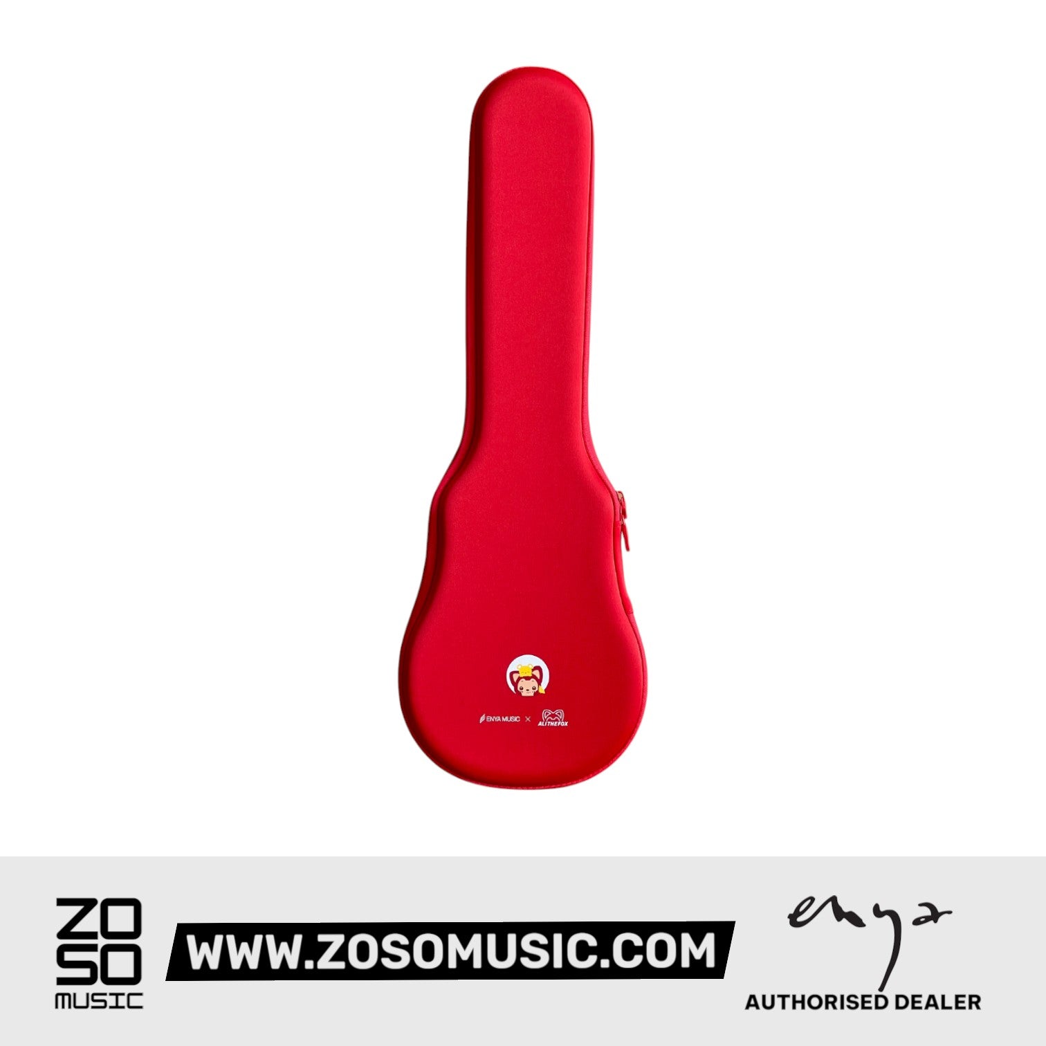 Zoso Music Enya Nova U Ali Fox custom red concert ukulele protective carrying case with branded logo
