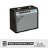 Zoso Music Fender 68 Custom Vibro Champ Reverb tube guitar amplifier with silver-turquoise grille and black vinyl.