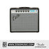 Zoso Music Fender 68 Custom Vibro Champ Reverb tube guitar amplifier with silver-turquoise grille and blue jewel light