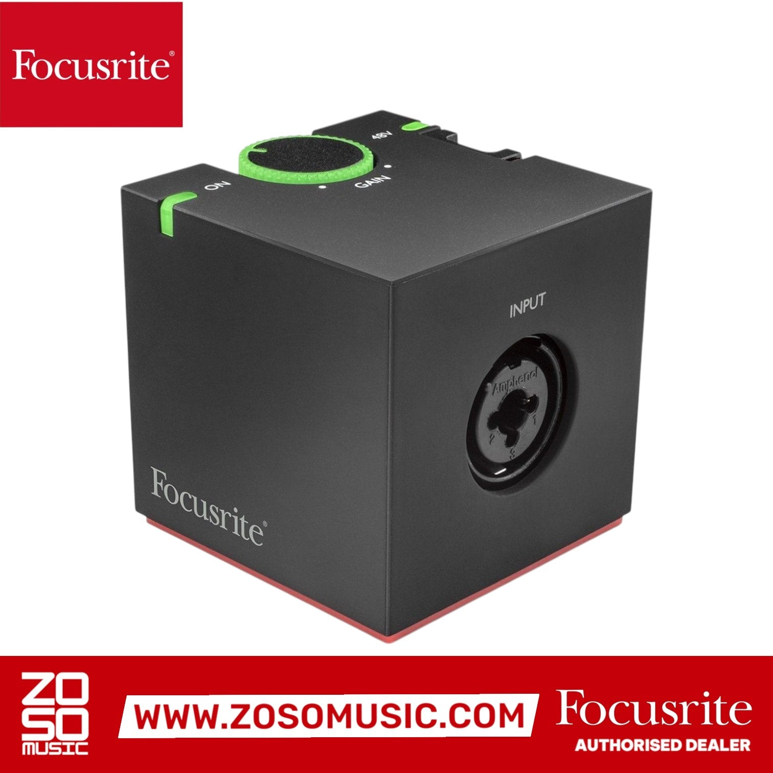 Zoso Music Focusrite iTrack One compact microphone preamp and instrument input for iOS devices with gain halo