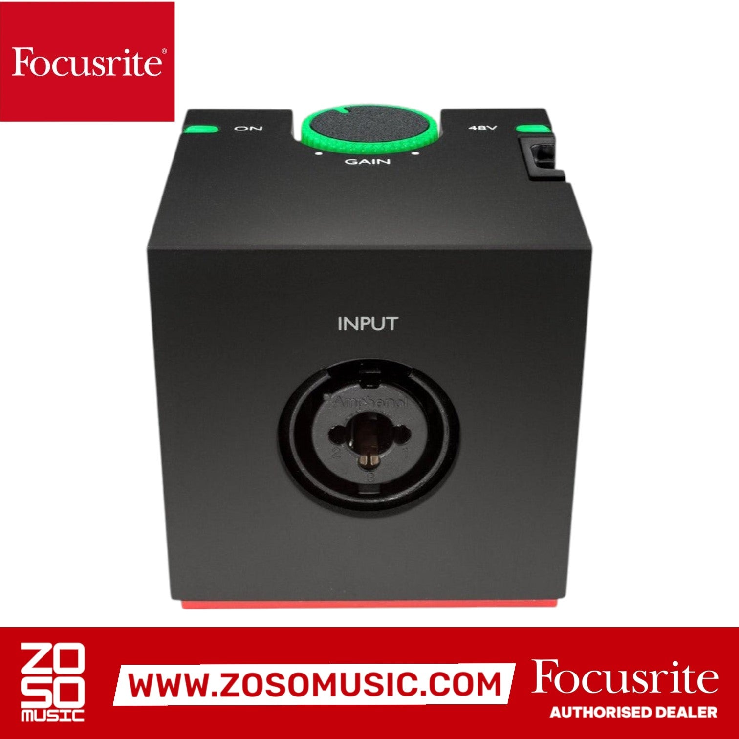Zoso Music Focusrite iTrack One microphone preamp and instrument input with illuminated gain halo for iOS devices