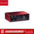 Zoso Music Focusrite Scarlett 4i4 4th Gen red USB audio interface with front panel controls and inputs