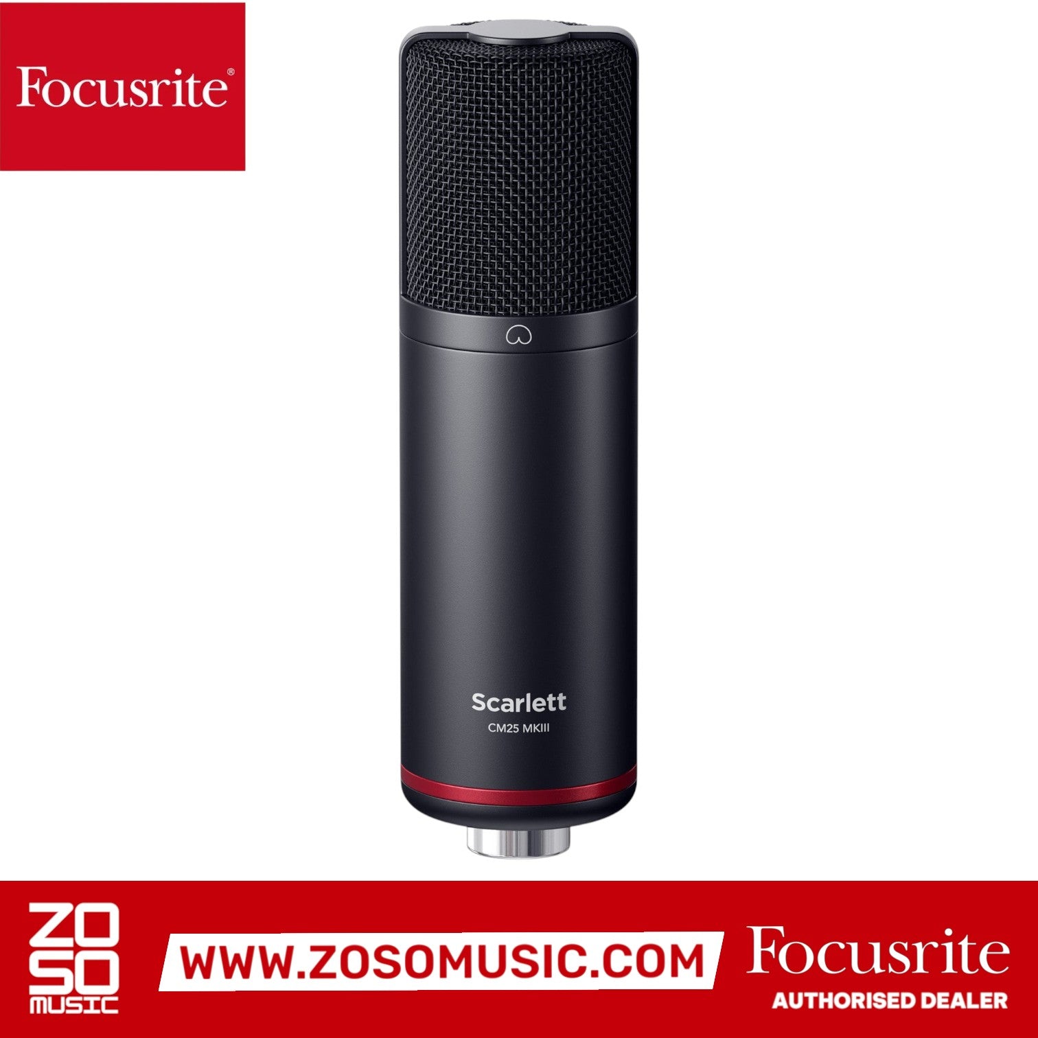 Zoso Music Focusrite Scarlett CM25 MkIII black condenser microphone for studio recording