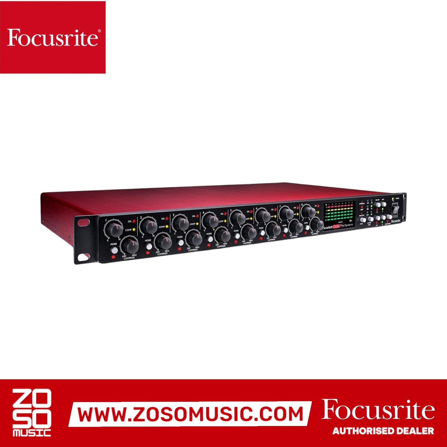 Zoso Music Focusrite Scarlett OctoPre Dynamic 8-channel microphone preamp with analog compression and ADAT connectivity