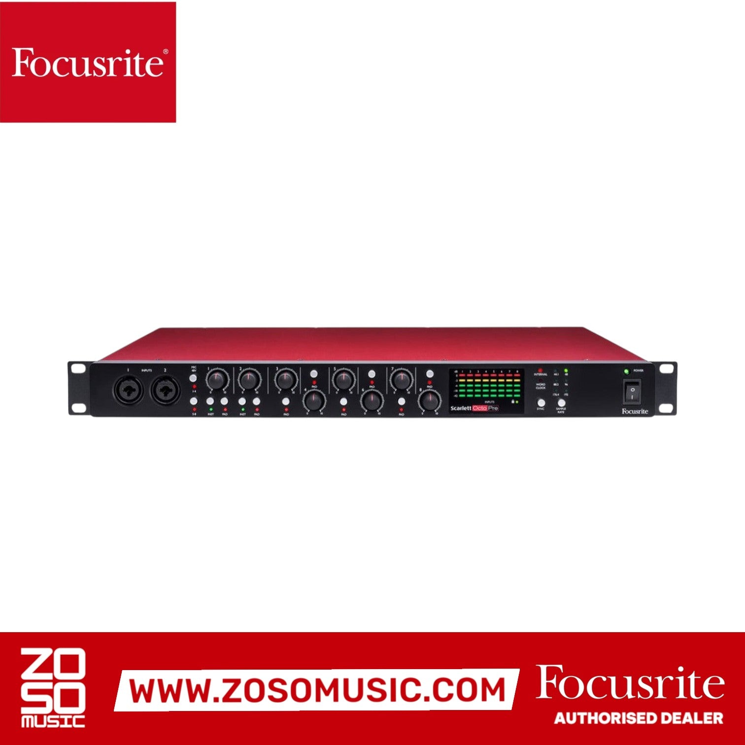 Zoso Music Focusrite Scarlett OctoPre Dynamic 8-channel microphone preamp with analog compression and LED meters