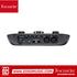 Zoso Music Focusrite Vocaster Two audio interface rear panel showing XLR inputs, USB-C port, and output connections.