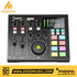 Zoso Music MAONO AM100 portable podcast studio mixer with black interface, vocal FX buttons, and sound effect pads.