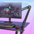 Zoso Music Maono DGM20S RGB gaming microphone with flexible boom arm stand mounted on a desk for streaming setup