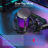Zoso Music Maono DGM20S gaming microphone with purple RGB lighting and one-tap mute button on a boom arm