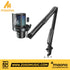 Zoso Music Maono DM40 PRO wireless condenser microphone with RGB lighting, pop filter, and adjustable boom arm stand.