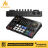 Zoso Music Maono E2 Gen 2 podcast console with dual XLR inputs, sound pads, and volume controls for streaming.