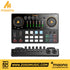 Zoso Music Maono E2 Gen 2 podcast interface with top and rear views showing sound pads, gain knobs, and XLR inputs.