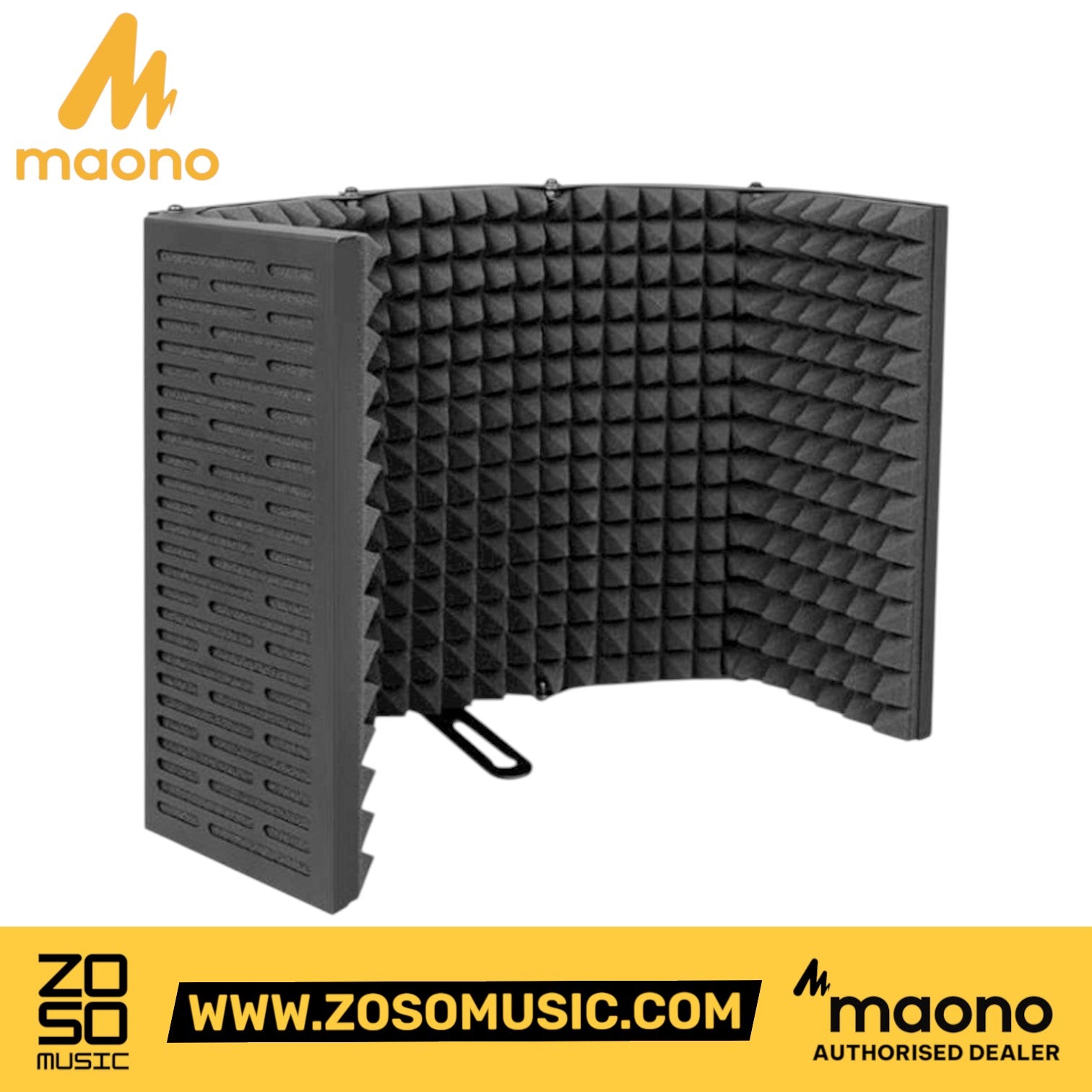 Zoso Music Maono AU-S05 5-panel microphone isolation shield with high-density acoustic foam for studio recording