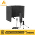 Zoso Music bundle featuring a black Maono condenser microphone with tripod stand and a 5-panel sound isolation shield.