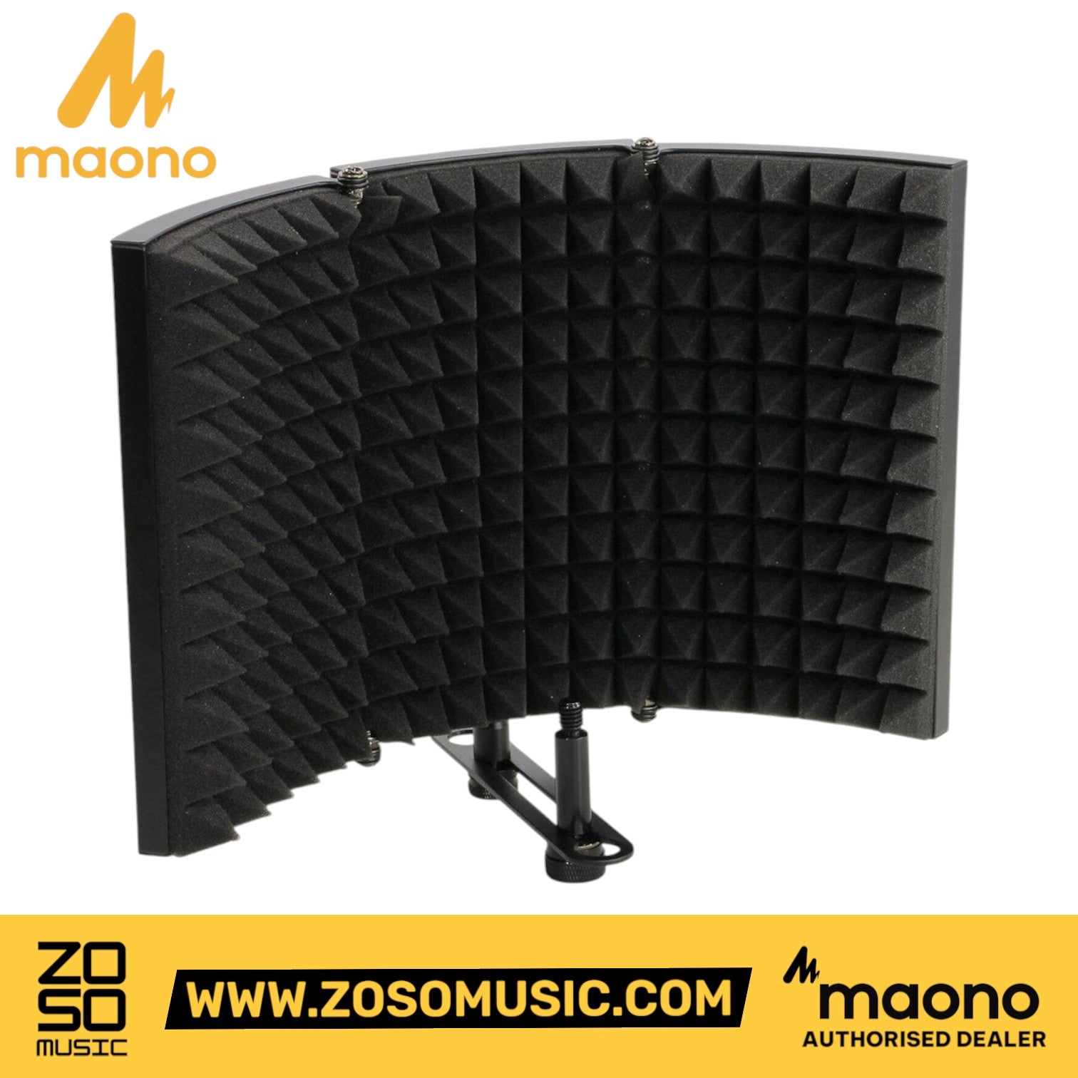Zoso Music Maono AU-MIS33 3-panel foldable microphone isolation shield with acoustic foam for vocal recording