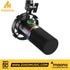 Zoso Music Maono PD200X black dynamic podcast microphone with RGB lighting and shock mount