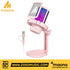 Zoso Music Maono DGM20 pink USB gaming microphone with RGB lighting, pop filter, and adjustable desktop stand