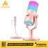 Zoso Music Maono DM30RGB pink USB condenser microphone with customizable RGB lighting and integrated desk stand