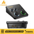 Zoso Music Maono PS22 Lite USB audio interface showing top and rear panels with gain knobs and input ports.