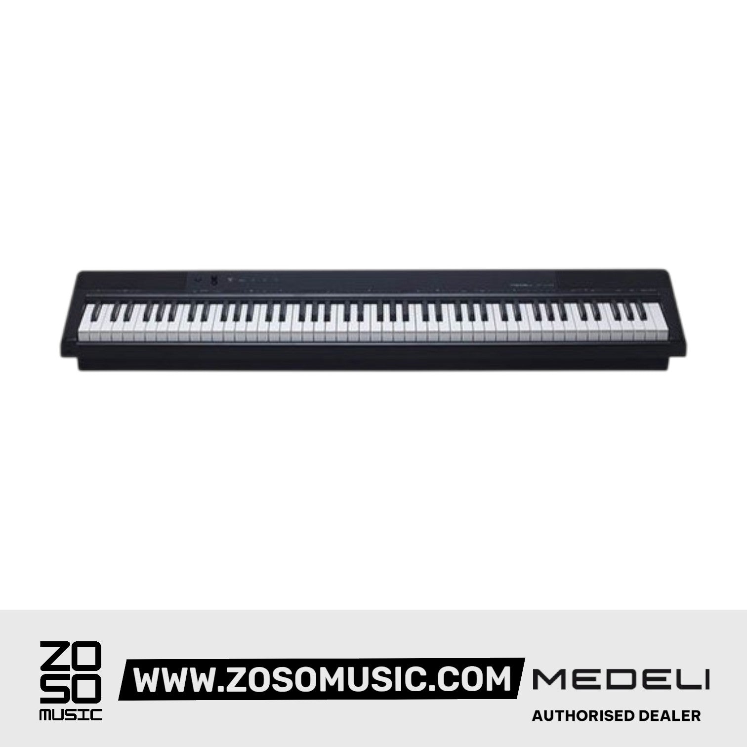 Zoso Music Medeli SP-C120 88-key digital piano with weighted keys and touch-sensitive controls, black.
