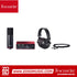 Zoso Music Focusrite Scarlett Solo Studio 4th Gen bundle with red audio interface, condenser mic, and headphones.