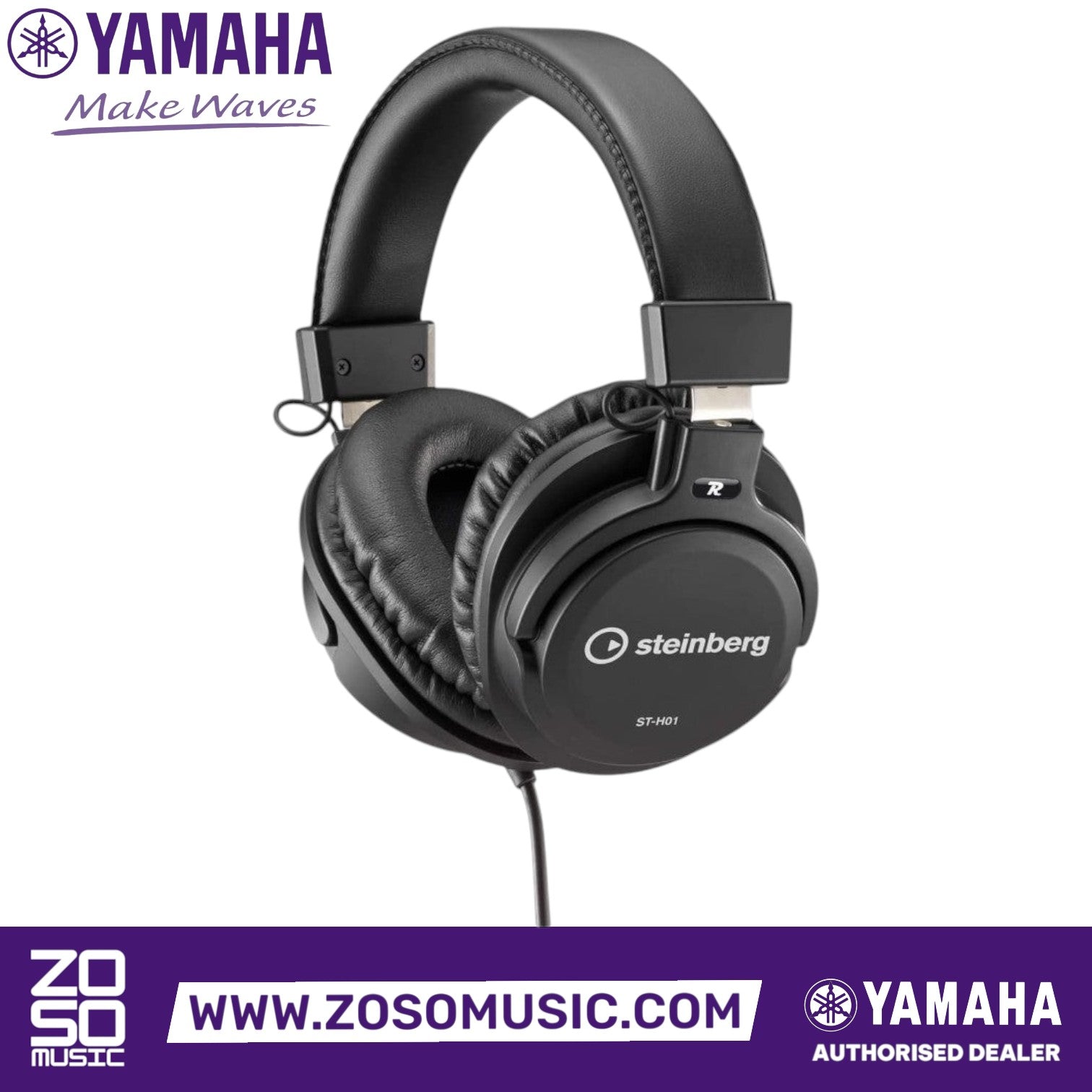 Zoso Music Steinberg ST-H01 black monitoring headphones from the UR22C Recording Pack with padded ear cups