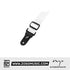 Zoso Music white woven nylon ukulele strap with black leather ends and adjustable buckle