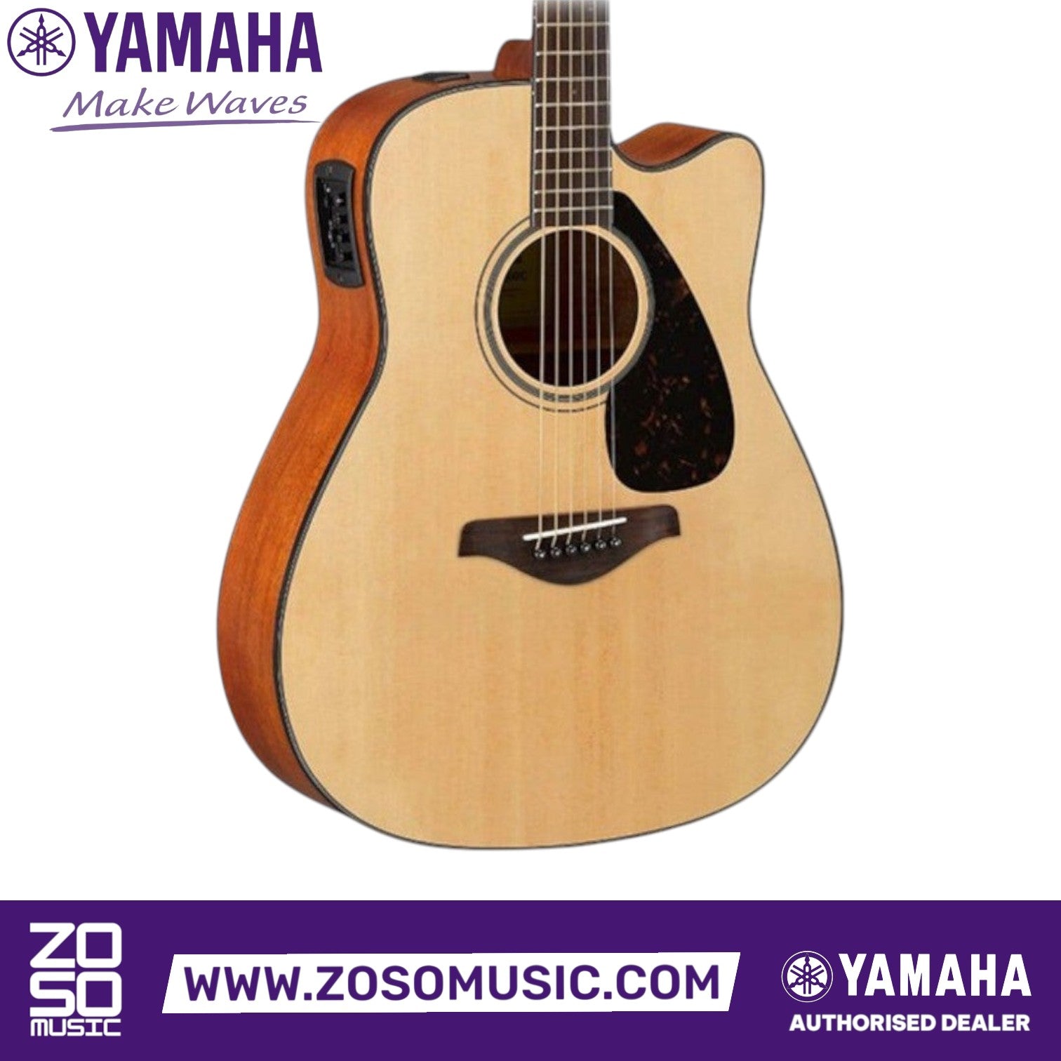 Zoso Music Yamaha FGX800C acoustic-electric guitar with solid spruce top, cutaway body, and nato back and sides