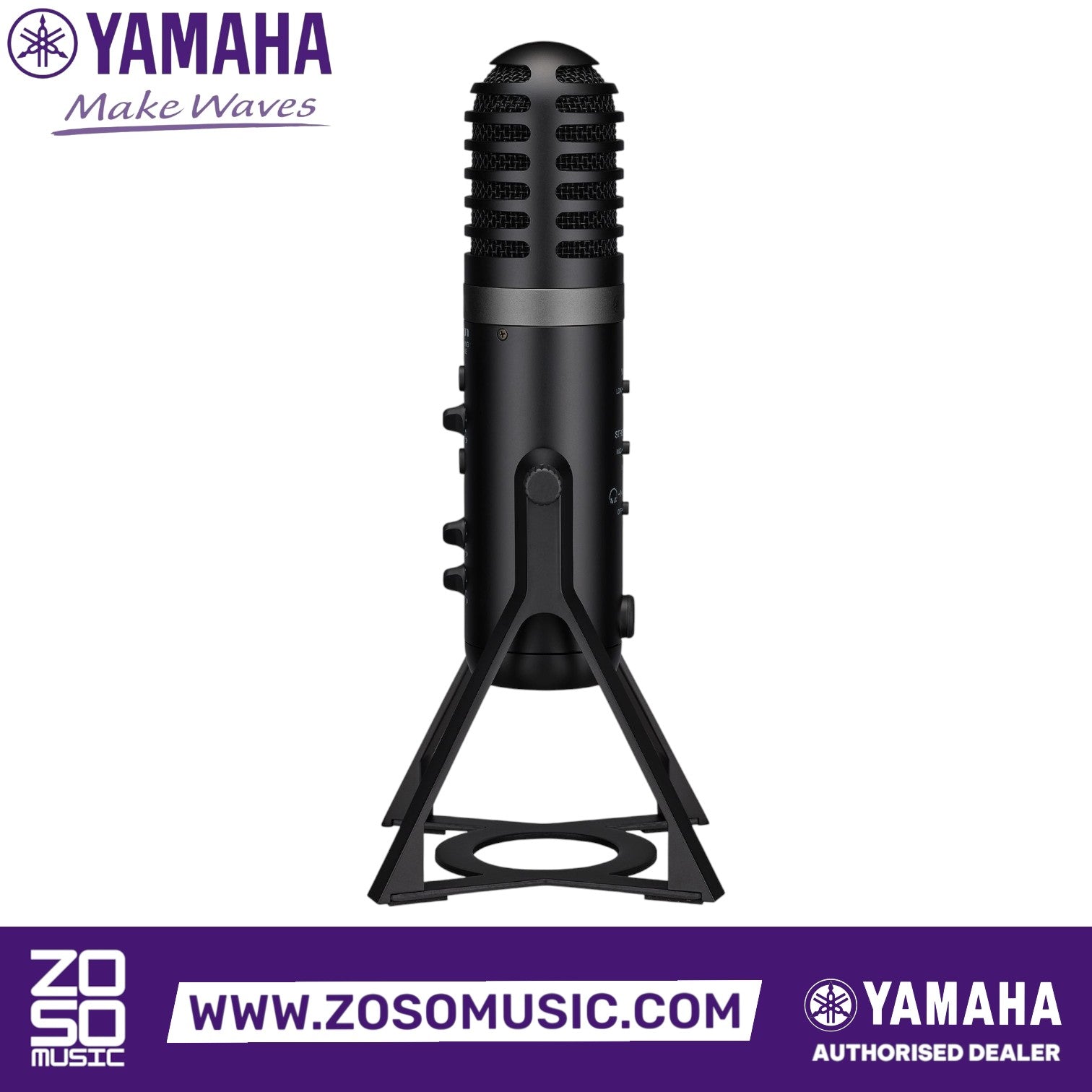 Zoso Music Yamaha AG01 black USB condenser microphone with integrated stand for live streaming and recording