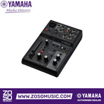 Zoso Music Yamaha AG03 Mk2 3-channel mixer and USB audio interface in black with control knobs and input ports.