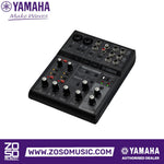 Zoso Music Yamaha AG06 Mk2 6-channel mixer and USB audio interface in black with multiple input and control knobs.
