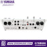 Rear panel of the white Yamaha AG08 8-channel streaming mixer showing XLR, TRS, and USB-C connectivity from Zoso Music