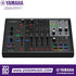 Zoso Music Yamaha AG08 8-channel black streaming mixer with faders, sound pads, and DSP effects for podcasting.