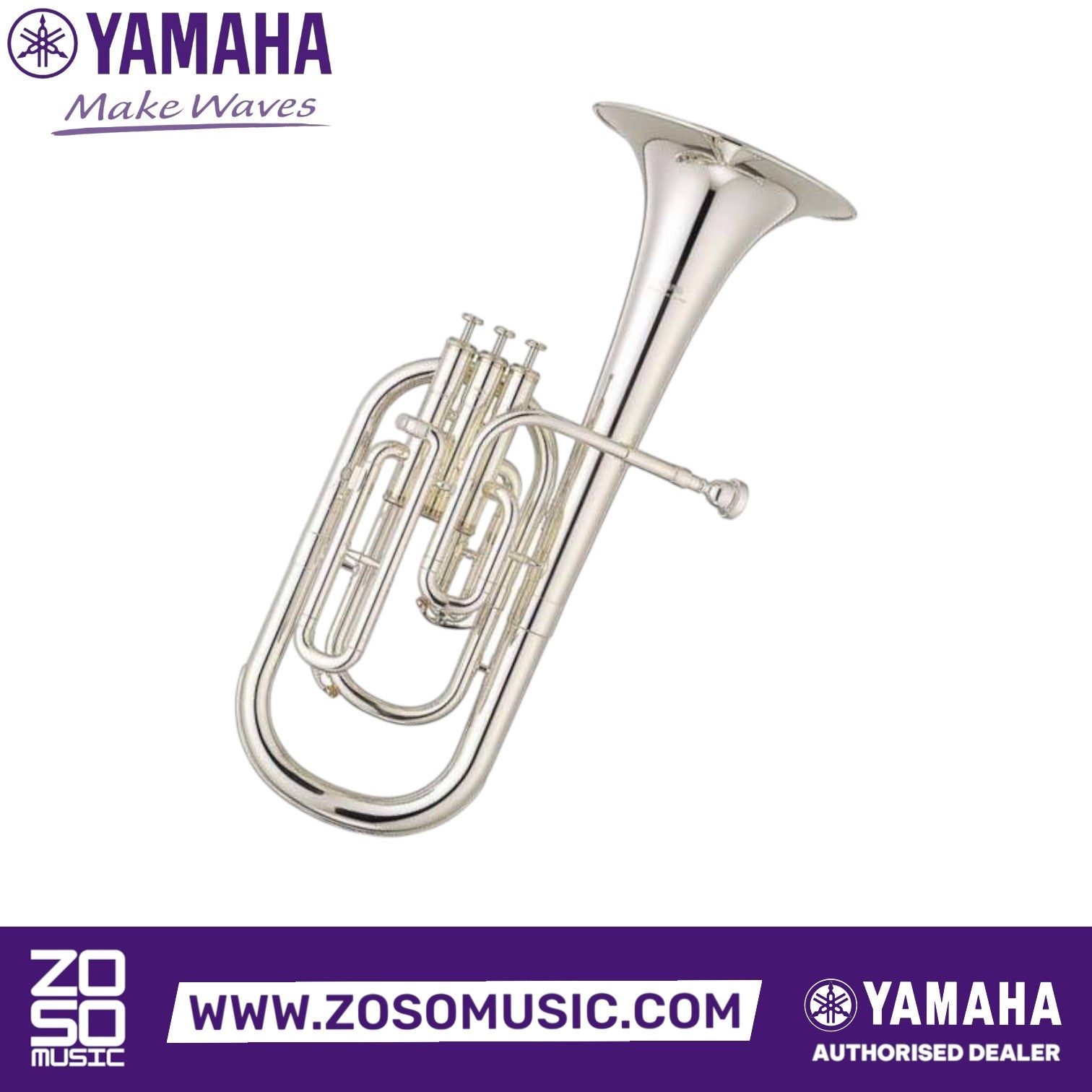 Zoso Music Yamaha YAH-203S silver-plated Eb alto horn with three top-action valves and upright bell