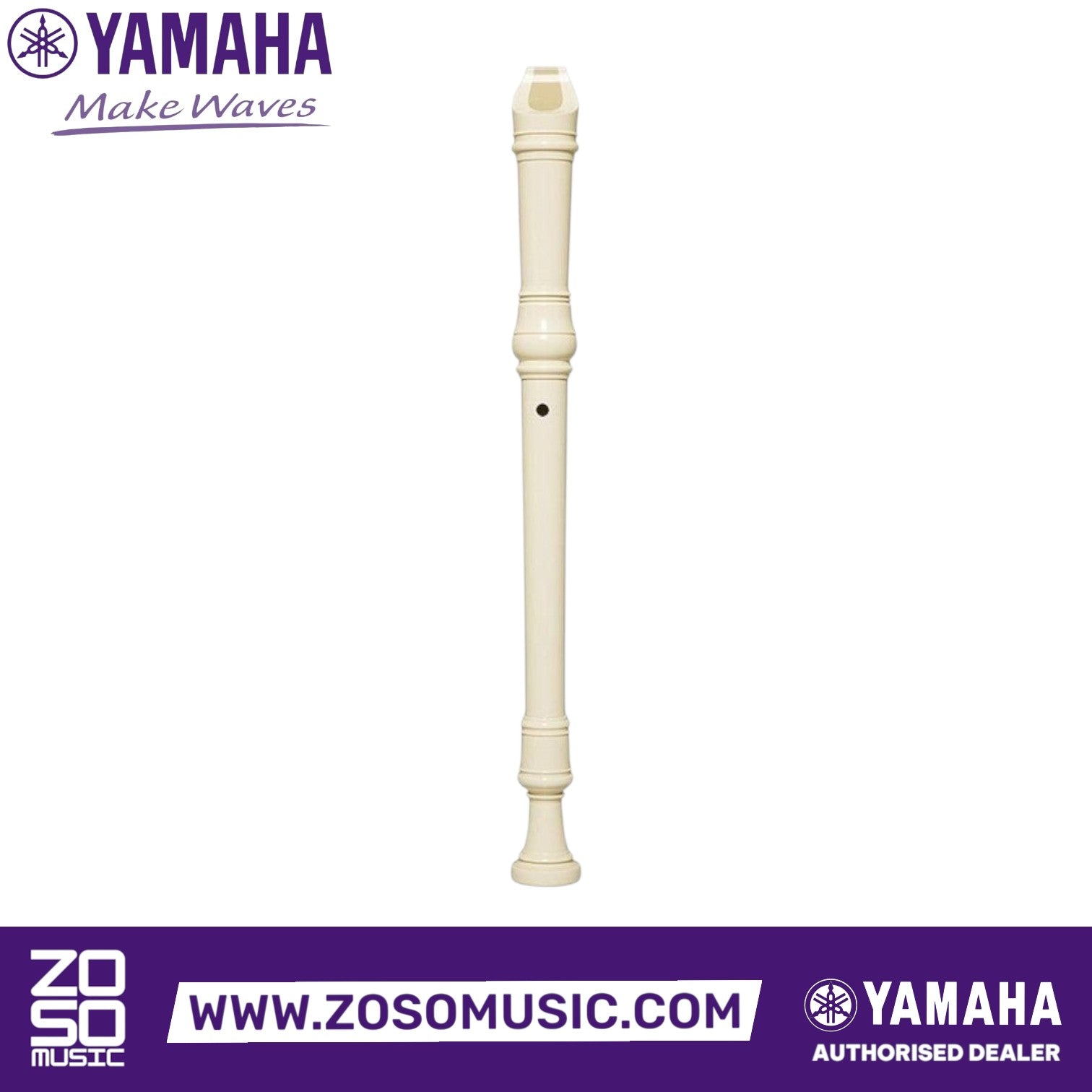 Zoso Music Yamaha YRA-27 III F alto recorder in cream ABS resin with a three-piece design for student beginners
