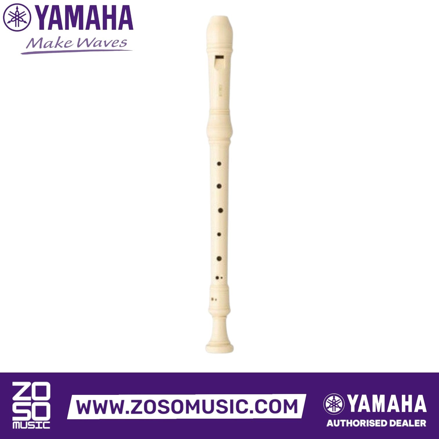 Zoso Music Yamaha YRA-28BII alto recorder in ivory ABS resin with Baroque fingering and three-piece construction