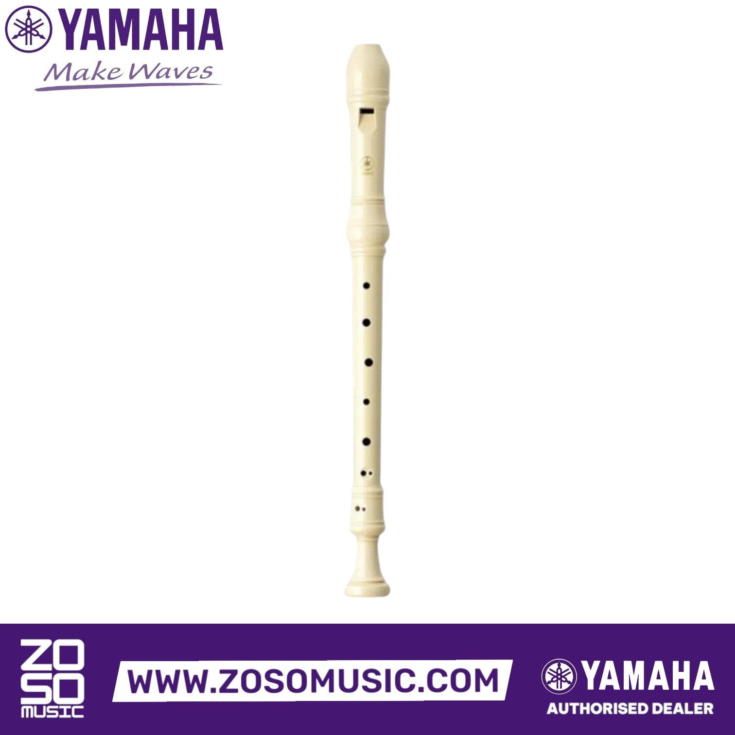 Zoso Music Yamaha YRA-27 III F alto recorder in cream ABS resin with German fingering and three-piece design
