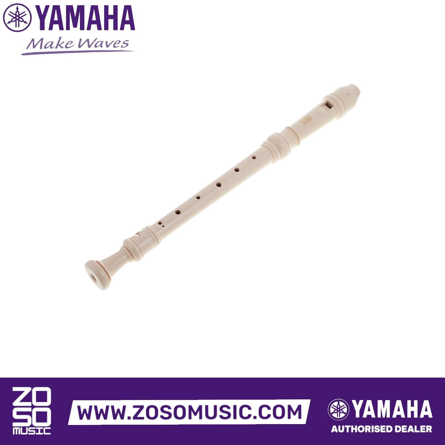 Zoso Music Yamaha YRA-28BII alto recorder in ivory ABS resin with Baroque fingering and three-piece construction