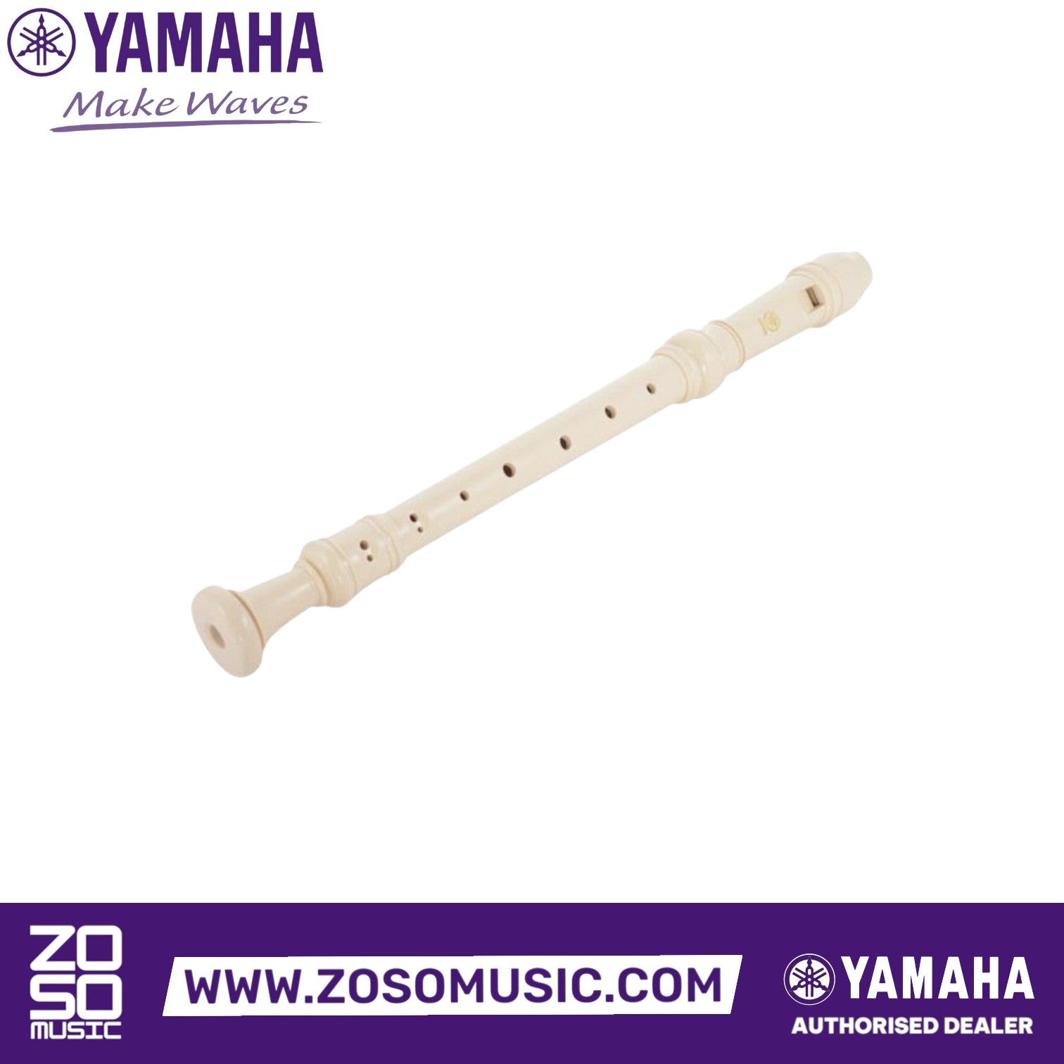 Zoso Music Yamaha YRA-27 III F alto recorder in beige ABS resin with German fingering and three-piece design.