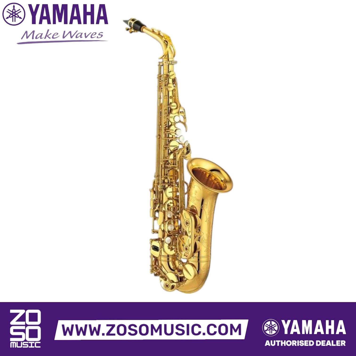 Zoso Music Yamaha YAS-875EX Custom Series alto saxophone in gold lacquer brass with hand engraving and pearl keys