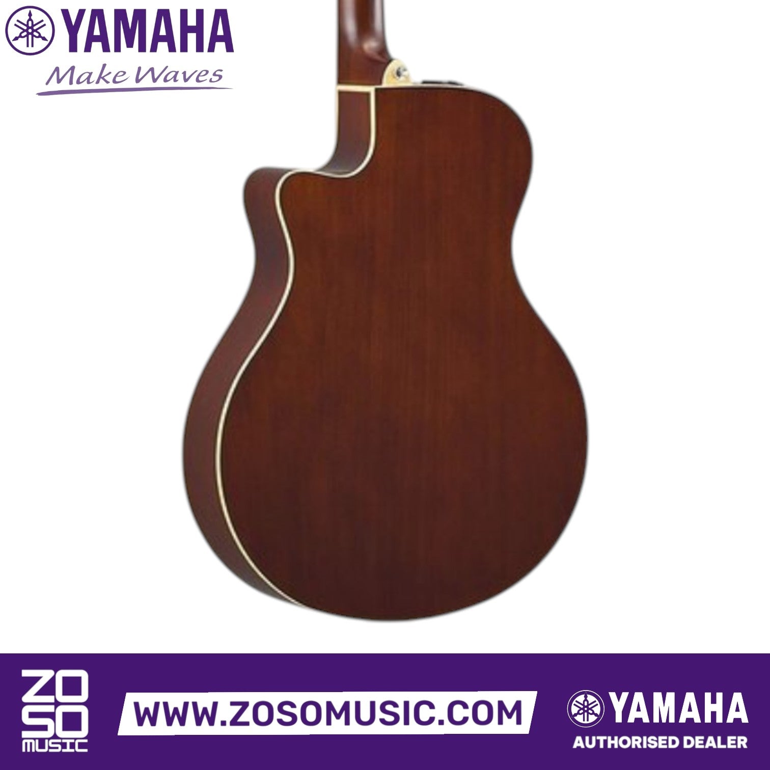 Zoso Music Yamaha APX600 thinline acoustic-electric guitar back view in Old Violin Sunburst finish