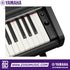 Zoso Music Yamaha Arius YDP-146 digital piano close-up showing weighted keys, volume knob, and power button.