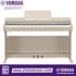 Zoso Music Yamaha Arius YDP-165 digital piano in white ash finish with 88 weighted keys and three pedals.